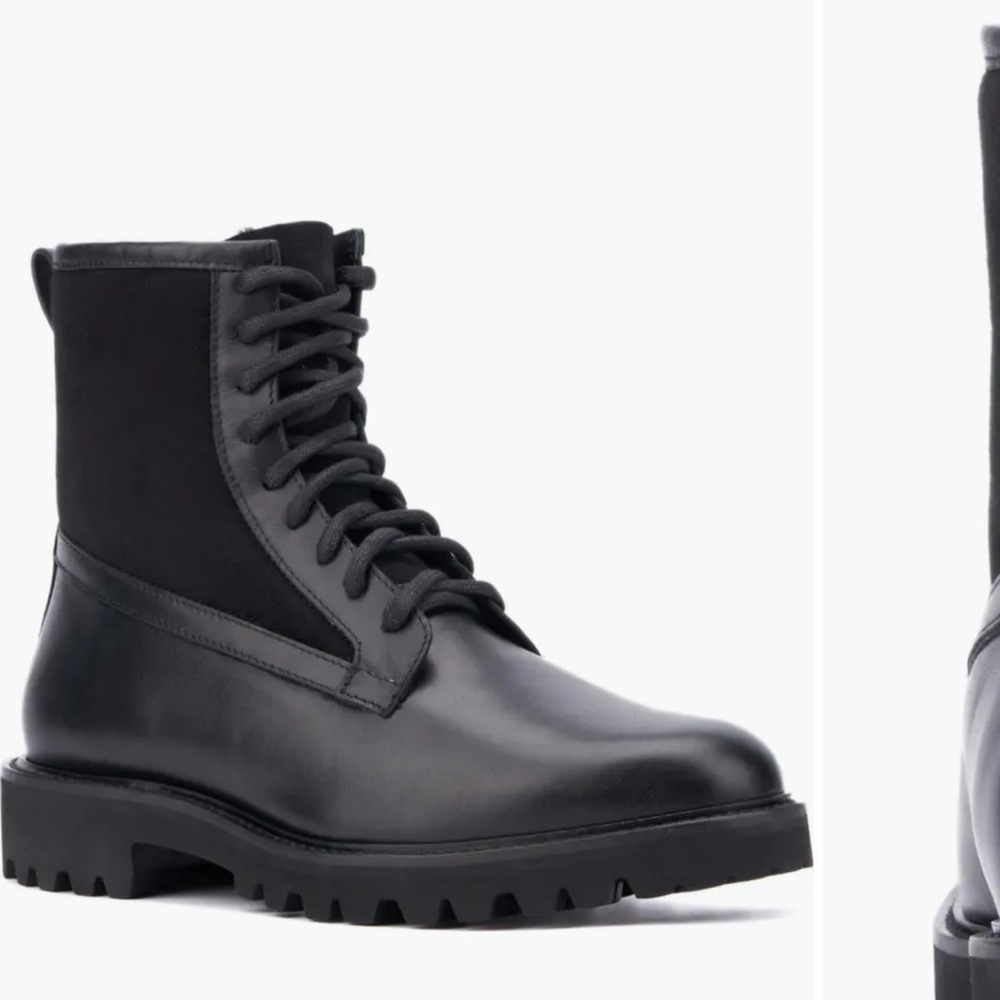 Aquatalia Black Leather Combat Boots